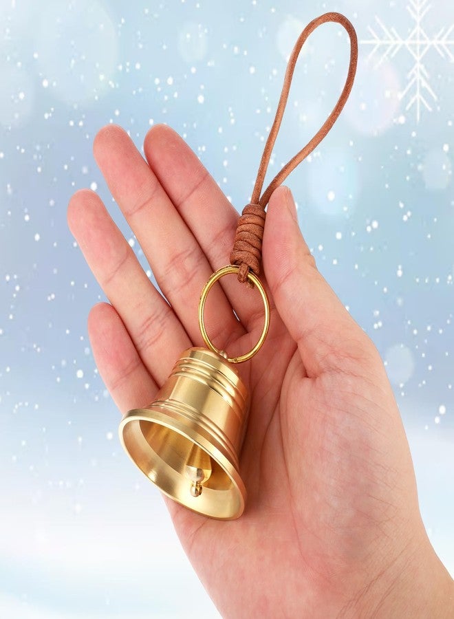 جرس نحاسي لعيد الميلاد لمقبض باب المنزل، جرس ذهبي معلق مع حبل، أجراس زخرفية للمنزل، زينة عيد الميلاد، قلادة للباب - Image 4